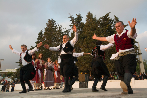 Folk dance at the easter games, Folklore, Kissonerga, near Paphos, South Cyprus, Cyprus